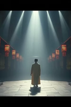 剧集双生回声竖版海报：镜面中左右错位的两道人影