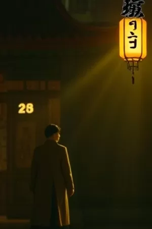 剧集第七日回廊竖版海报：环形走廊尽头的关闭门扉与地面倒影
